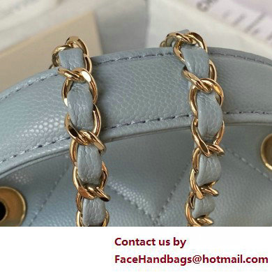 Chanel Grained Calfskin  &  Gold-Tone Metal Small Flap Bag with Top Handle AS4711 Light Blue 2025